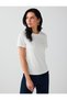 Off-White Round Neck Short Sleeve Modal T-Shirt - 3