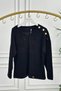 V-Neck Velvet Sweatshirt with Shoulder and Cuff Button Detail - 4