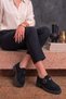 Roveli̇s Women's Daily Shoes with Metal Buckle Detail, Suede Black - 2