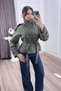 Women's Winter Khaki Stand Collar Raglan Sleeve Short Trench Coat 8646 - 3