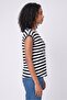 Women Crew Neck Short Sleeve Stripe Top, Multicolor - 3