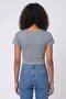 Women Crew Neck Ribbed Short Sleeve Top, Grey - 4