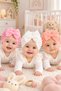 Newborn Baby Girl 3-Piece Set / Girl's Bowknot Double Layer Bonnet, Suitable for Use between 0-12 Months - 3
