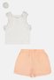 Kids Girl 3 Pcs Textured Tank Top And Shorts With Hair Clip, Multicolor - 2