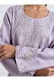 Lilac Thread Embroidery Round Neck Jalabiya - 4