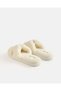 Women Ivory Fluffy Open Toe Slippers - 3