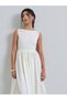 Off White Boat Neck Sleeveless A-Line Maxi Dress - 5