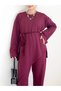 Asymmetrical Cut Oysho Suit with Piping Belt - Hpm - Cherry - 3