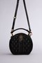 Stitched round mini hand and shoulder bag black - 4