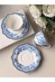 Porcelain Turkish Coffee Cup Set for 2 People 4 Pieces Blue Garden - 3