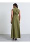 Olive Schiffli Sleeveless Shirt Maxi Dress - 4