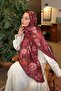 Vintage Flower Pattern Bamboo Shawl Dark Burgundy - 3