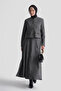 Leather-Trimmed Tweed Jacket Anthracite - 3