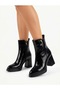 Napoli Model Black Pointed Toe Platform Heeled Side Zipper Women's Boots - 6