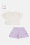 Toddlers Girl 3 Pieces Embroidered T-Shirt And Shorts With Ponytail Set, Multicolor - 3