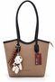 Women's Large Size Shoulder Bag with Teddy Bear Accessory, Zippered Daily Shopper Bag