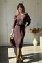 Boat Neck Modal Fabric Midi Brown Dress - 6