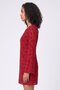 Women Floral Pattern Mini Dress, Maroon - 3