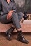 Honey Front-Stitched Cut-Toe Heel Boots for Women, Crinkled Brown - 2