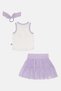 Kids Girl 3 Pcs Textured Tank Top And Skort With Ponytail Set, Multicolor - 3
