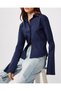 Sleeve Slit Detailed Shirt - Navy Blue - 2