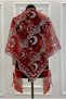 Red Shoulder Cover, Sequined Ottoman Monogrammed Moon Star Shawl, Groom Groomsmen Henna Soldier Wedding Engagement Entertainment Circumcision Bridal Veil Bridesmaid - 4