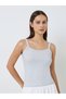 Grey Ribbed Broad Strap Tank Top - 3