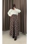 Plaid Pattern Flared Skirt - 1112 - Brown & Blue - 2