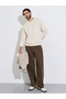 Men Cream Relaxed Fit Cable Knit Sweater - 2