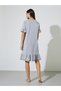 Grey V Neck Lace Insert Ruffle Hem Nightshirt - 4