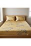 Luxury 3-Piece Turkish Satin Cotton Bedsheet Set – King Size | Ultra Soft, Breathable & Wrinkle-Resistant | Elegant Collection Bedding with 2 Pillowcases (Mustard Yellow Floral, King (U.K. Standard)) - 3