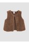 Brown Crew Neck Baby Girl Vest