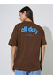 Brown Cotton Puff Print Oversized T-Shirt - 5