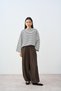Women's Contrast Striped Crew Neck Oversize Sweatshirt Black - 3