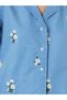Light Blue Embroidered Daisy Denim Shirt - 4