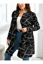 Plus Size Black Graphic Print Longline Cardigan - 4