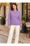 Women's Stand Collar Half Zip Knitted Sweater - 3