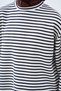 Women's Contrast Striped Crew Neck Oversize Sweatshirt Navy Blue - 6
