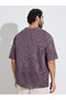 Men Purple Oversized Washed Cotton Terry T-Shirt - 4