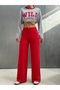 Women's 100% Cotton 3 Thread Waist Tie Flat Leg Sweatpants - Red - 5