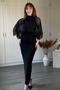 Cape Sleeve Detailed Stoned Midi Black Dress
