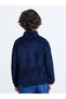 Boys Navy Blue Half-Zip Teddy Fleece Sweater with Pockets - 5