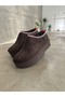 Thick Sole Bitter Brown Color Women's Indoor Slippers with Fur Inside - 3