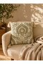 1-Piece Embroidered Square Cushion Cover 18x18inches, Cotton Blend