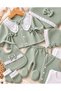 100% Cotton 10-Piece Newborn Baby Girl Hospital Discharge Bodysuit Set with Baby Collar and Blanket - 3