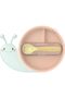 Meal Buddies 3-Compartment Suction Plate & Spork - Snail Light Blue