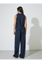 Navy Spot Print Ruffle Pocket Tank and Straight Leg Pyjama Set - 5