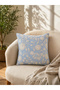 1-Piece Embroidered Square Cushion Cover 18x18inches, Cotton Blend