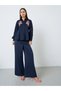 Navy Blue Embroidered Floral Poplin Shirt