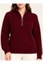 Women's Stand Collar Half Zip Knitted Sweater - 5